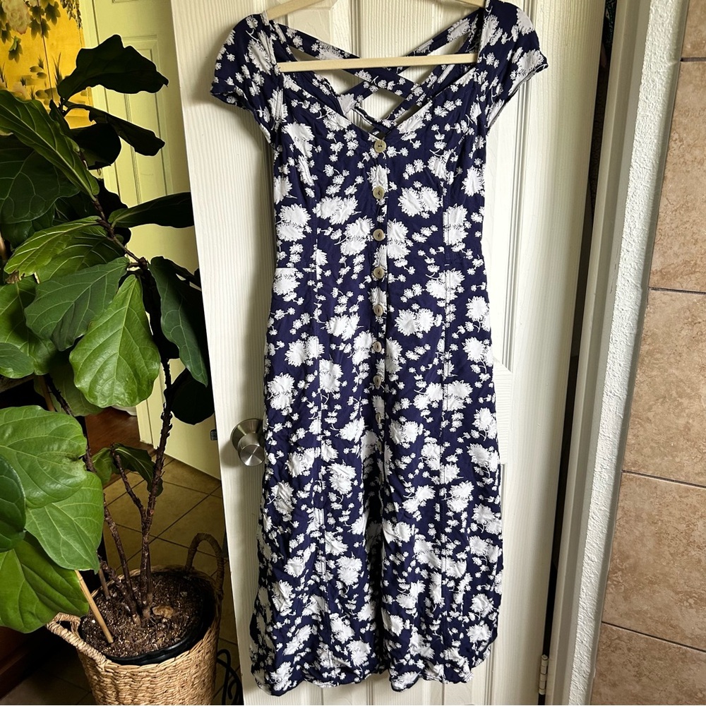 Anthropologie Maeve Navy Floral Dress